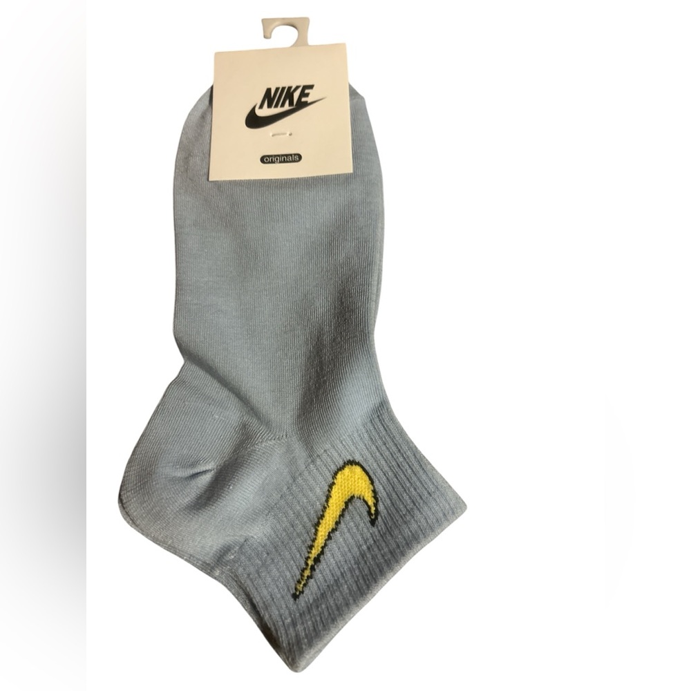 Nike Light Blue Socks with Yellow Swoosh NWT